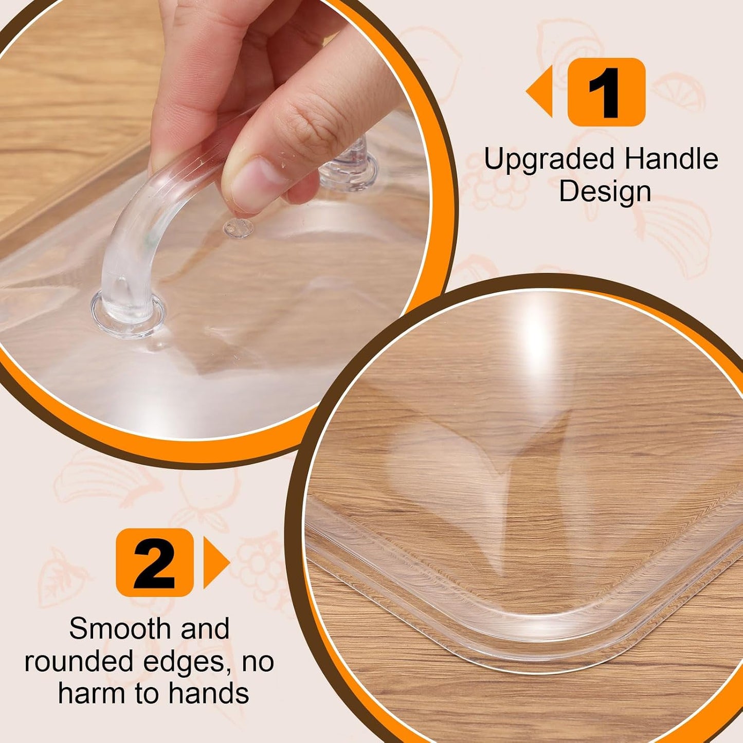 4 Pack Clear Acrylic Serving Tray with Dome Lid Rectangular Food Tray for Cake Dessert Buffet Serving Food Banquets Parties Restaurant Display,10.83 x 8.46 x 5.59 in