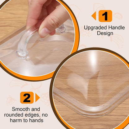 4 Pack Clear Acrylic Serving Tray with Dome Lid Rectangular Food Tray for Cake Dessert Buffet Serving Food Banquets Parties Restaurant Display,10.83 x 8.46 x 5.59 in