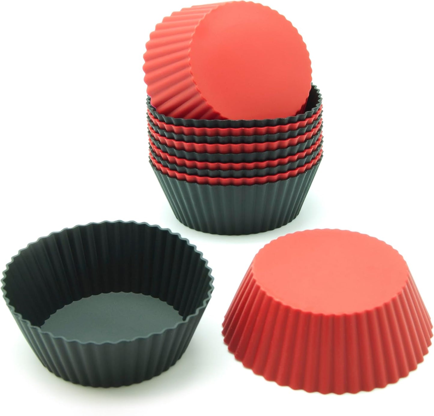 Freshware Cupcake Liners, Pack of 12 Silicone Muffin Cups, 3 Inch Baking Cups, Reusable & Non-stick Cupcake Liners for Party Halloween Christmas, Flower