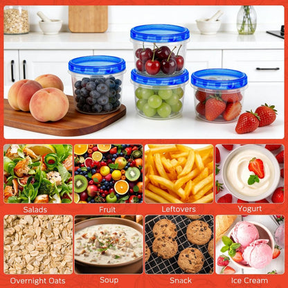 10 Pack 34oz Reusable Freezer Food Storage Containers with Twist Top Lids, Airtight Plastic Meal Prep Food Containers for Leftover Lunch Fruit Salad Oats, Clear Large Soup Container Microwave Safe