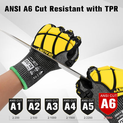 Safety Work Gloves Men Women, ANSI A6 Cut Resistant Gloves