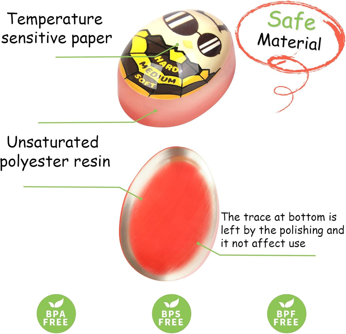 Lasubst Color Changing Egg Timer for Boiling Eggs, Purple & Green