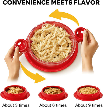Chicken Shredder Tool Twist with Removable Insert, Chicken Breast Meat Food Shredder, Strong Anti-Slip Strip, Ergonomic Handle, BPA Free, Desmenuzador de Pollo-B1-Red