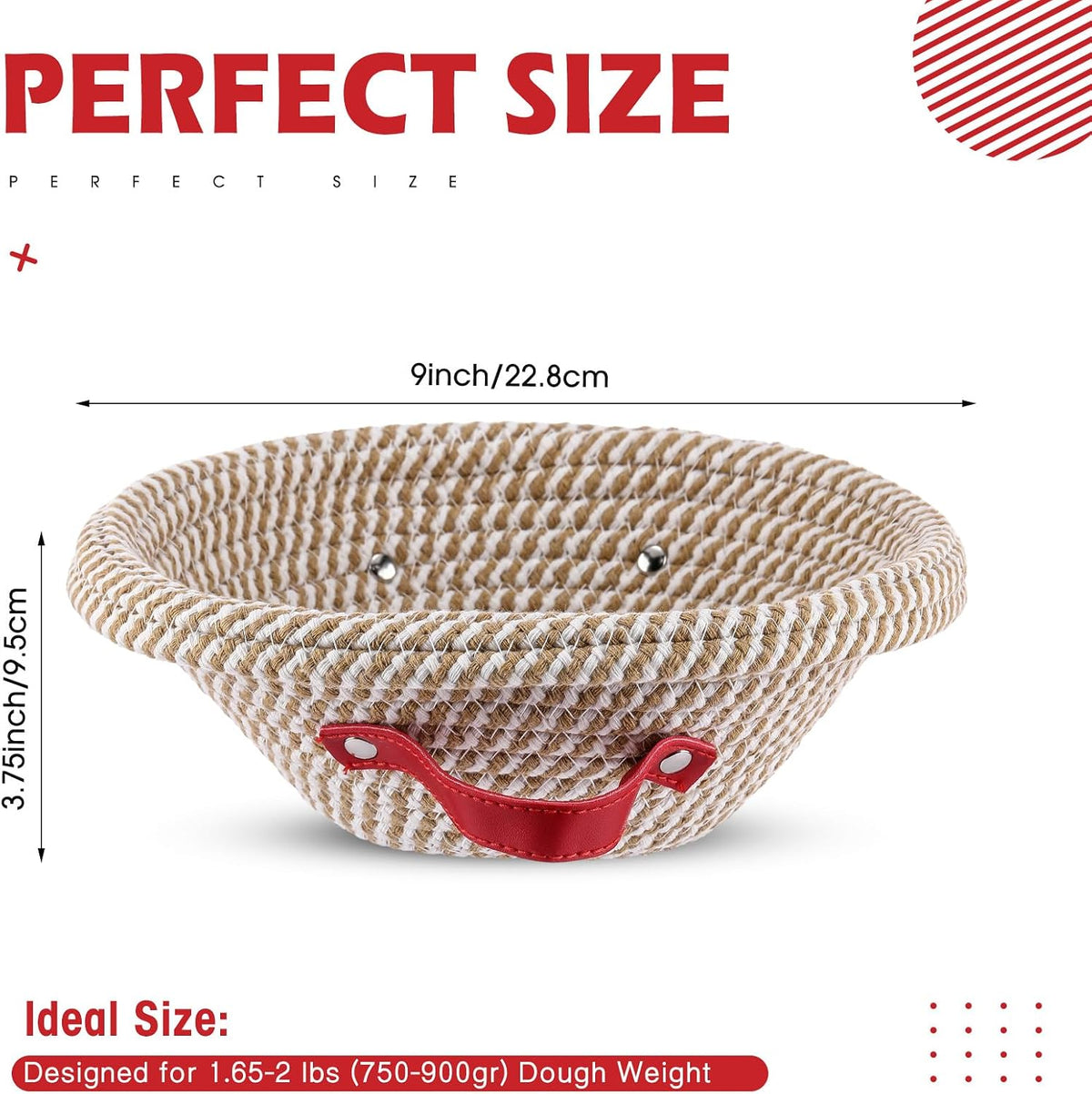 Gejoy 4 Set Banneton Bread Proofing Baskets Bulk with Liner Scraper Handle