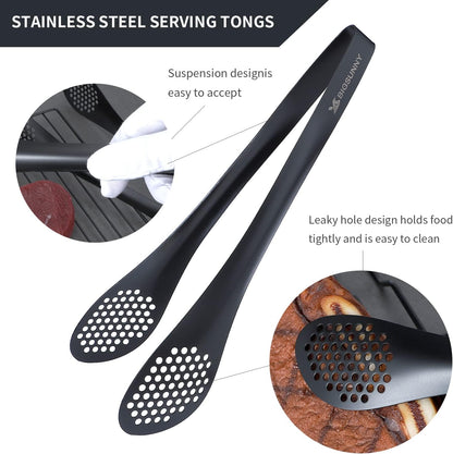 MSY BIGSUNNY Chef Kitchen Tongs Stainless Steel Food Serving Tongs Set Buffet tongs (silver 7" 9" & 11", 3 pack)
