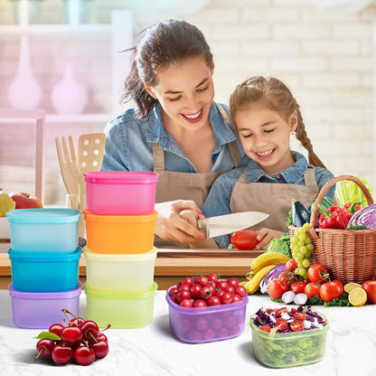 7-Piece Meal Prep Containers — 3.75-Cup Reusable Airtight Plastic Food Storage Containers with Lids, BPA-Free, Microwave/Freezer/Fridge Safe, Stackable Lunch & Leftovers Organizer(900ml)