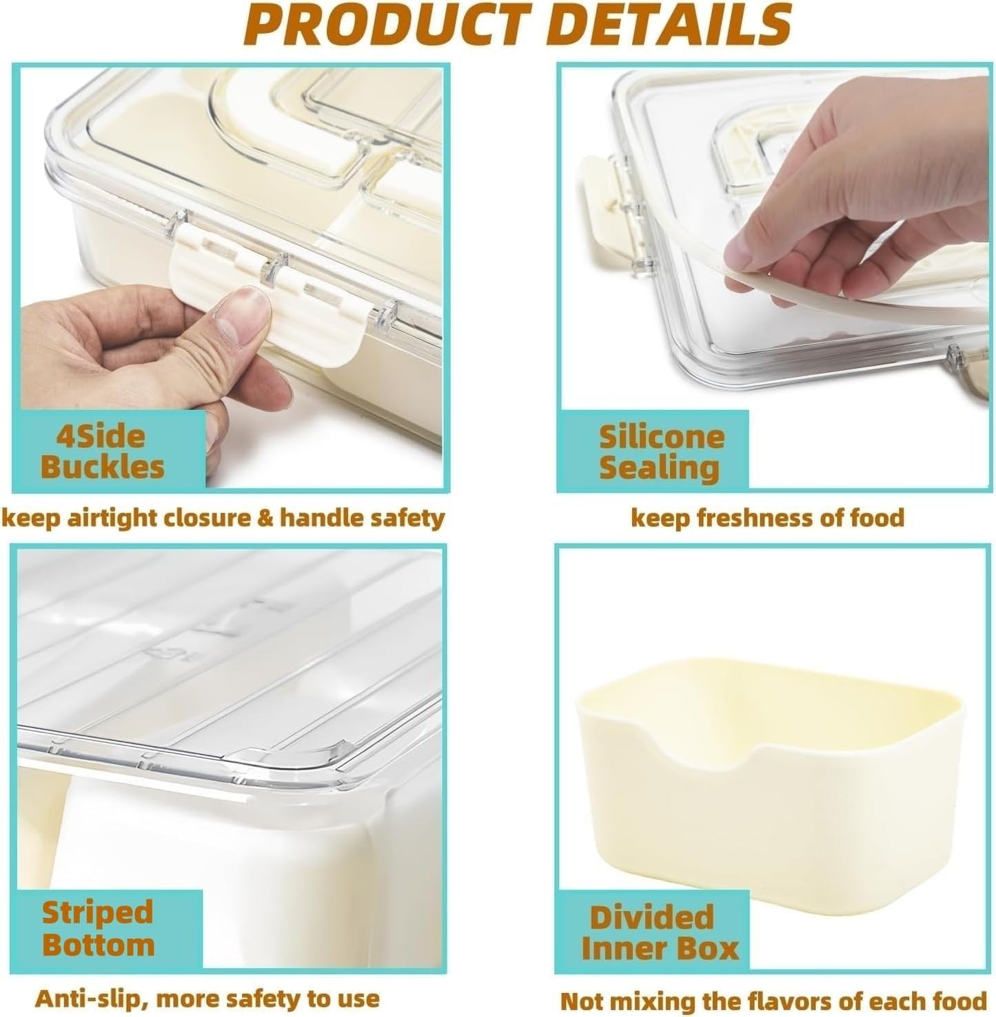 Divided Serving Tray with Lid and Handle, Snackle Box Container Portable Snack Platters with 7 Compartments & Forks, Ice Chilled Organizer for Fruits, Veggies, Salad, Perfect for Entertaining,Picnic