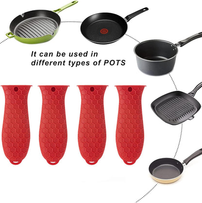 Silicone Hot Handle Holder - Potholder for Cast Iron Skillets & Frying Pans - Heat Resistant Sleeve Grip Handle Cover, Red, Black, Blue, Green