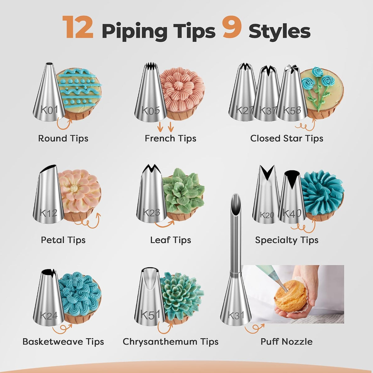 Kootek 71 Aluminum Cake Decorating Kit, Baking Supplies for Beginner & Pros