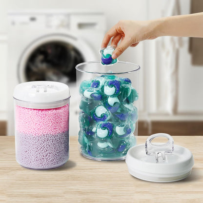 Felli Flip Tite Acrylic Food Storage Container with Lid 6” XL Air Tight Ring Seal Flip Top, Plastic Kitchen Baking Canister for 5 lb Flour Sugar Rice Protein Powder Pantry Organizer (Nest-M, White)