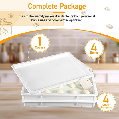 4 Pcs Pizza Dough Proofing Containers Stackable Proofing Box with Lids