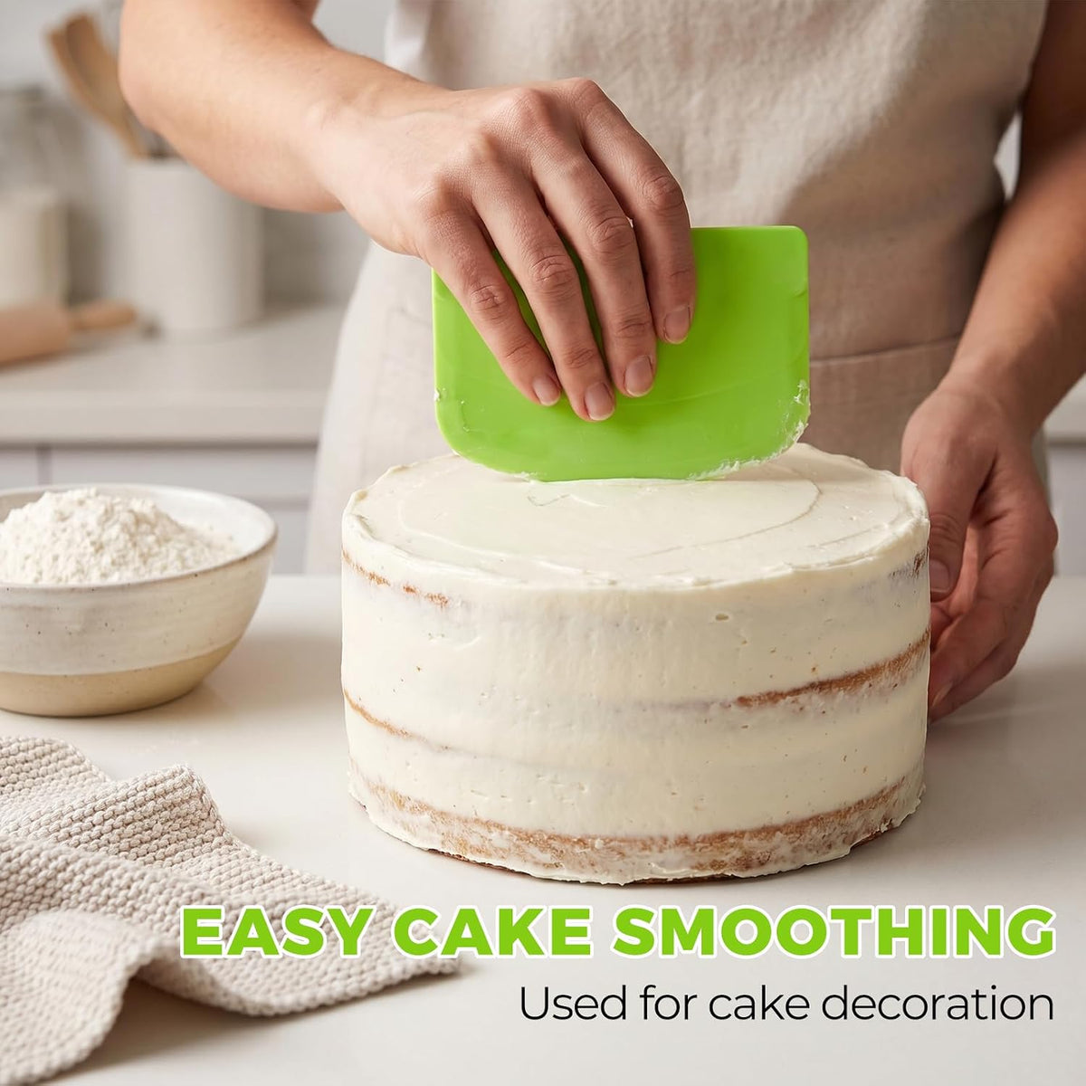 Dough Scraper Set, Bench Scraper for Baking with Flexible Edge