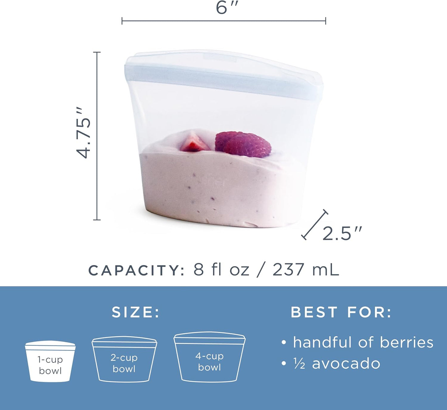 Stasher Premium Reusable Silicone Food Storage Bags, 2-Pack, Clear