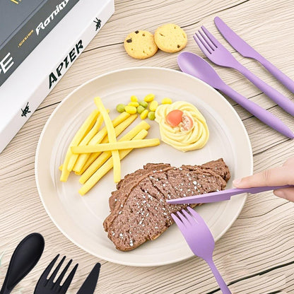 Reusable Utensils Set with Case, Wheat Straw Portable Spoon and Fork Set, Plastic Work School Kids Adults or Daily Use Cutlery Set - for Lunch Box Use Outdoor (Red)
