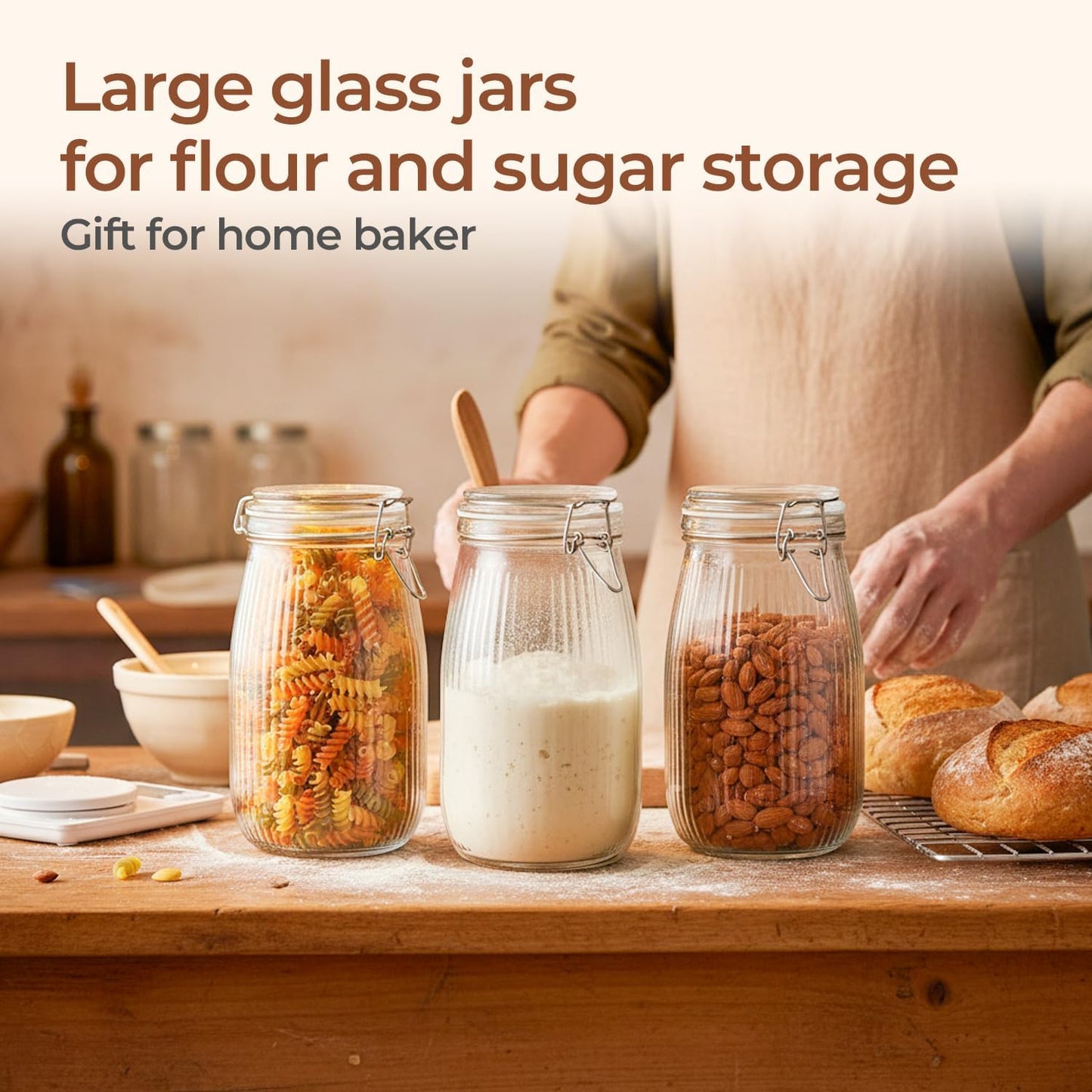 ComSaf 6-Pack 17oz Short Glass Jars for Drawers, Small Airtight Food Canisters for Spices, Nuts & Kids Snacks, Pint Sized Canning Jar Set for Jams, Pickles & Pantry Organization