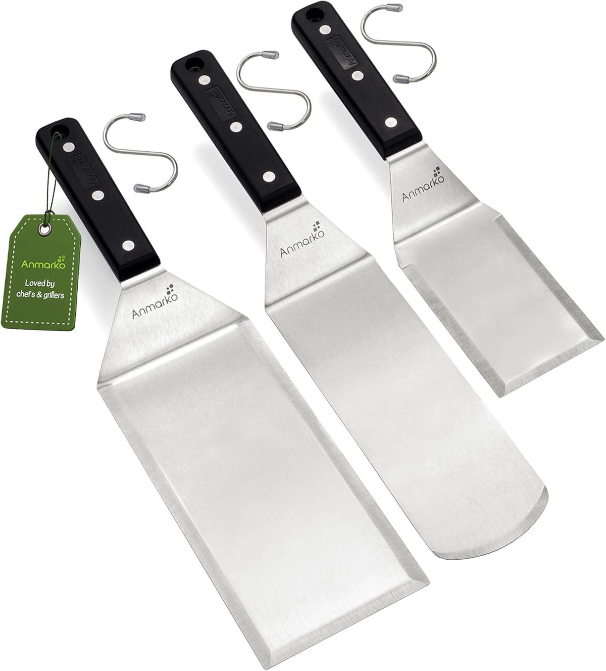 Metal Spatula Set Stainless Steel Hamburger Turner Griddle Flipper Scraper for BBQ Grill Flat Top