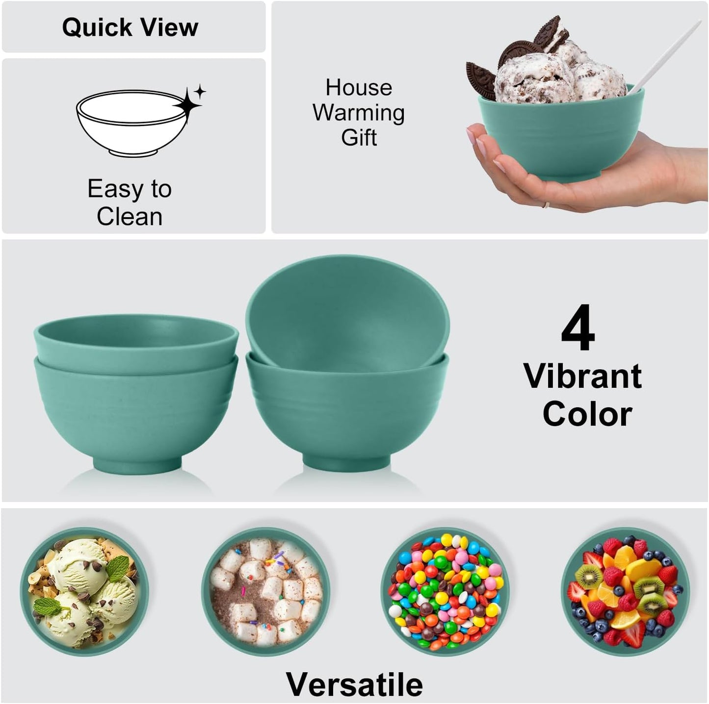 Wheat Straw Bowl Sets,8 PCS Unbreakable Cereal Bowl 26 OZ,Microwave and Dishwasher Safe Bowls,Bowl Sets for Camping and Picnic BPA Free Colorful Salad Bowls for Serving Soup,Oatmeal and Fruit Etc…