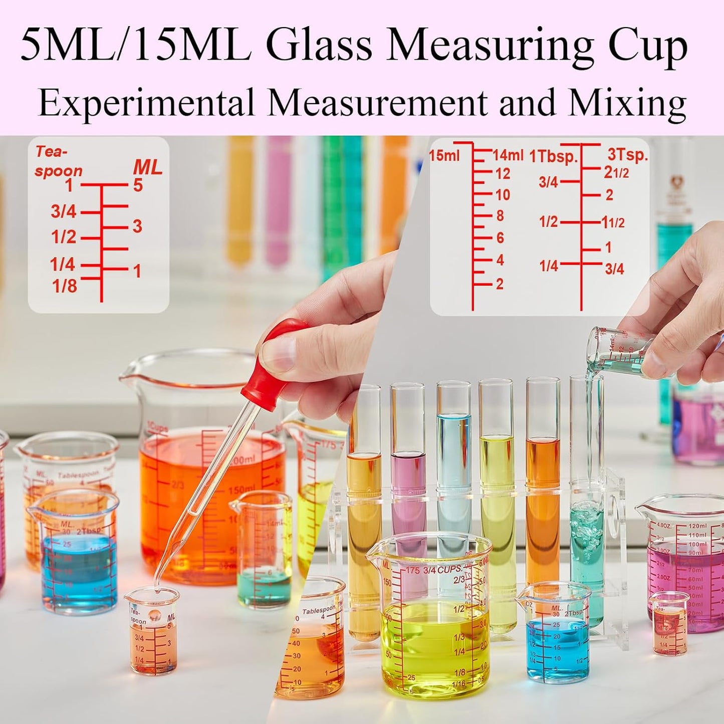 3 Piece Glass Measuring Cup Set, Includes 1/2-Cup, 1-Cup, and 2-Cup High Borosilicate Glasss Liquid Measuring Cups, Dishwasher, Freezer, Microwave, and Preheated Oven Safe, Essential Kitchen Tools