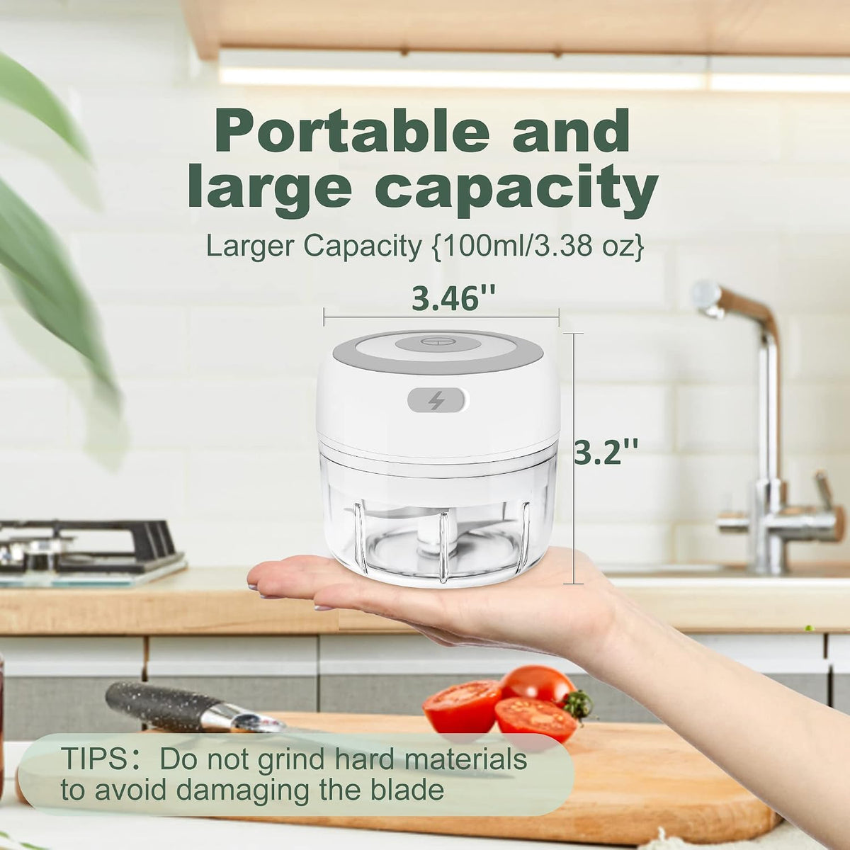 Electric-Herb-Grinder-Large-3.4oz-USB Rechargeable Fresh Herbs and Spices