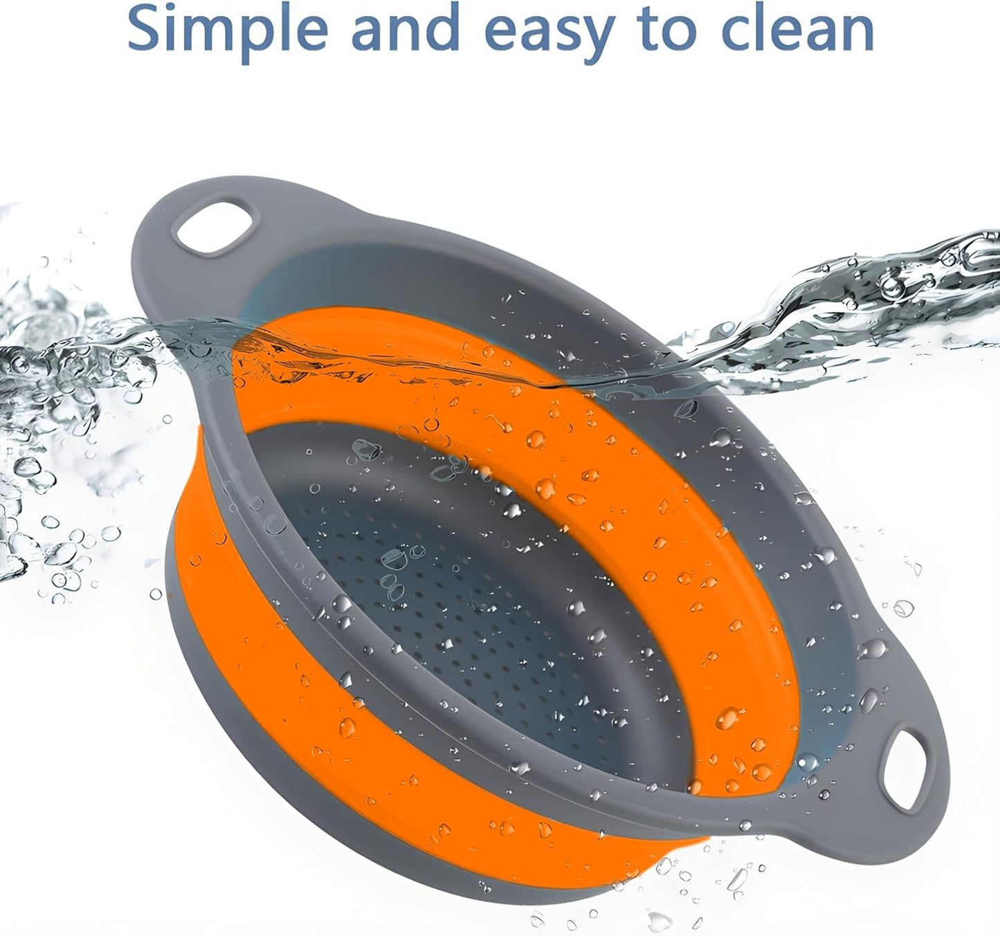 Collapsible Colander Set, 3 Pack Silicone Strainers for Kitchen-BPA Free Space Saving Design Dishwasher Safe Over Home Draining, Pasta Food Vegetables and Fruits