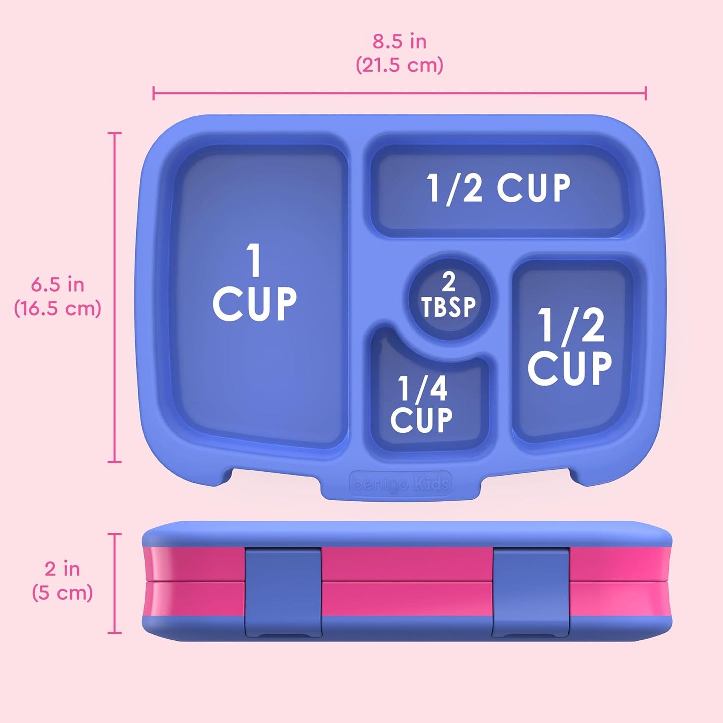 Bentgo Kids Bento-Style 5-Compartment Leak-Proof Lunch Box - Ideal Portion Sizes for Ages 3 to 7 - Durable, Drop-Proof, Dishwasher Safe, PFAS & BPA-Free & Made with Food-Safe Materials (Purple)