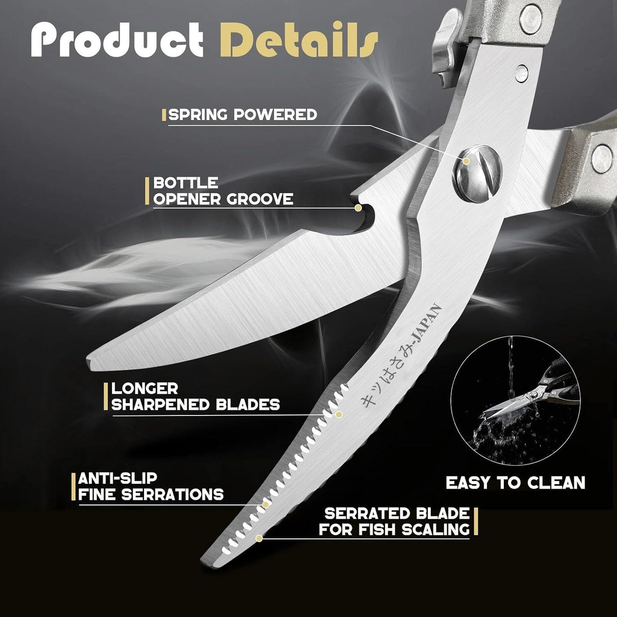Huusk Kitchen Scissors Set Heavy Duty Spring Loaded All Purpose for Food