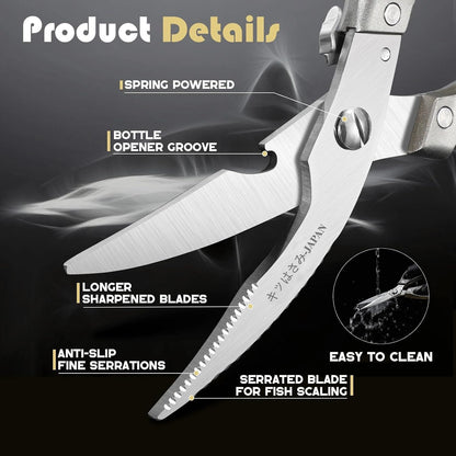 Huusk Kitchen Scissors Set Heavy Duty Spring Loaded All Purpose for Food