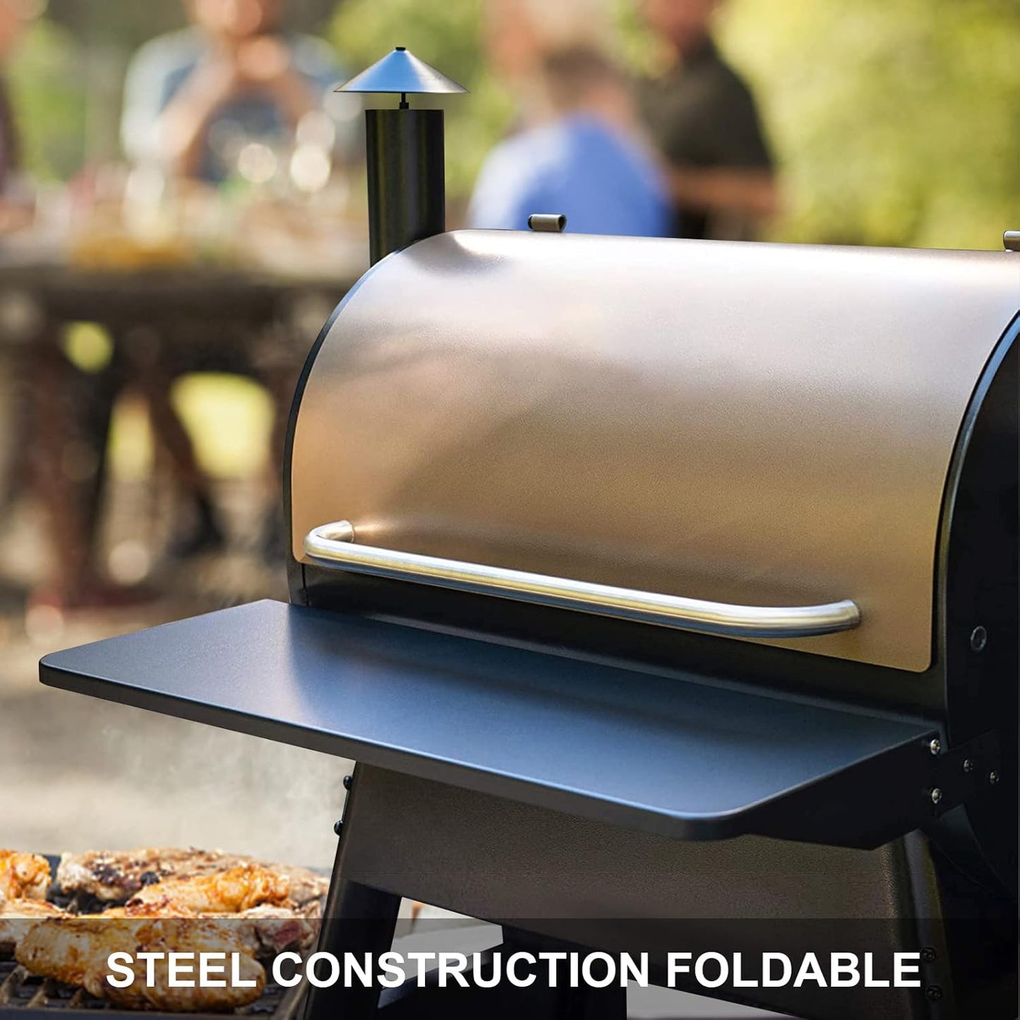 Upgraded Grill Table for Weber Kettle 22"/18"/26", Master Touch 22", Smokey Mountain, Recteq Pellet Grill RT-B380, Prep Station with Cutting Board, Basin, 4 Hooks, Shelf for Weber Kettle Accessories