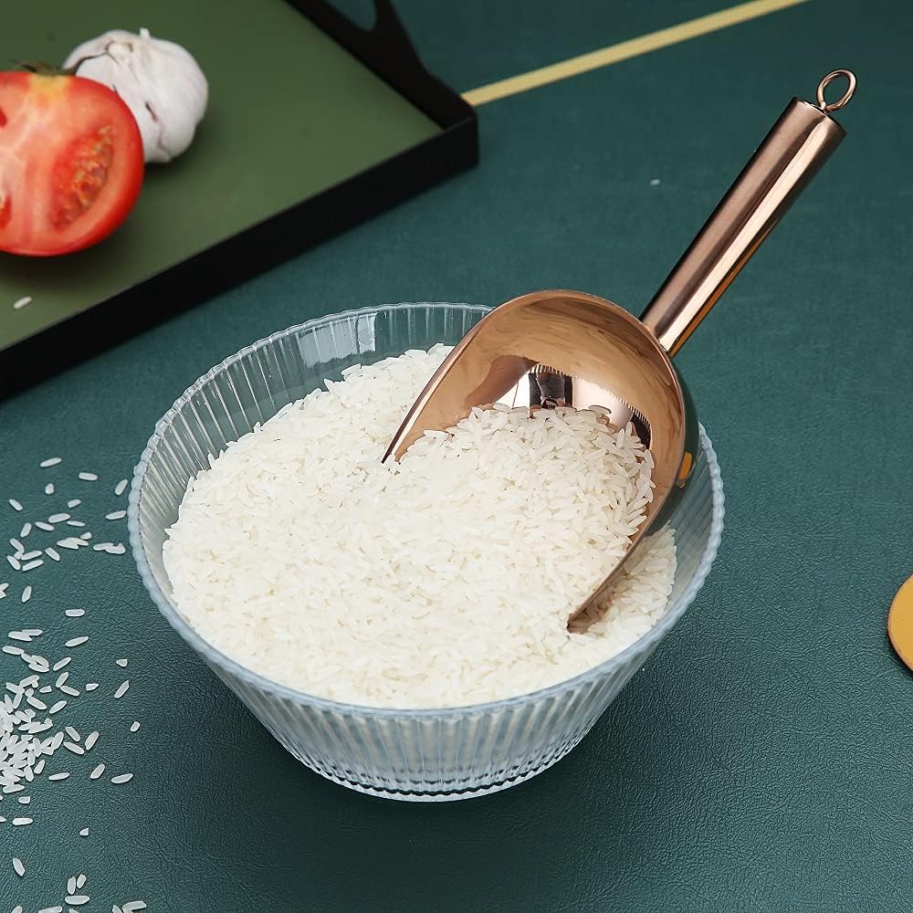 Gold Ice Scoop, Fashion Ice Cream Scoop, Premium Stainless Steel Cookie Scoop, Dog Food Scoop, Sturdy Flour Scoop, Utility Candy Scoop, Dishwasher Safe (8oz/9 Inch)