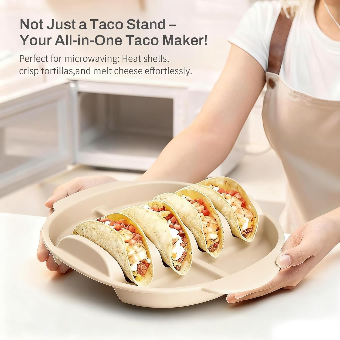 Silicone Taco Holders Set of 2, Reusable Taco Plates with 4-Shell Slots, Tacos Rack Holder Stands with Handle for Tortillas Party Serving, Family Dinner & Meal Prep Accessories(Dark Blue + White)