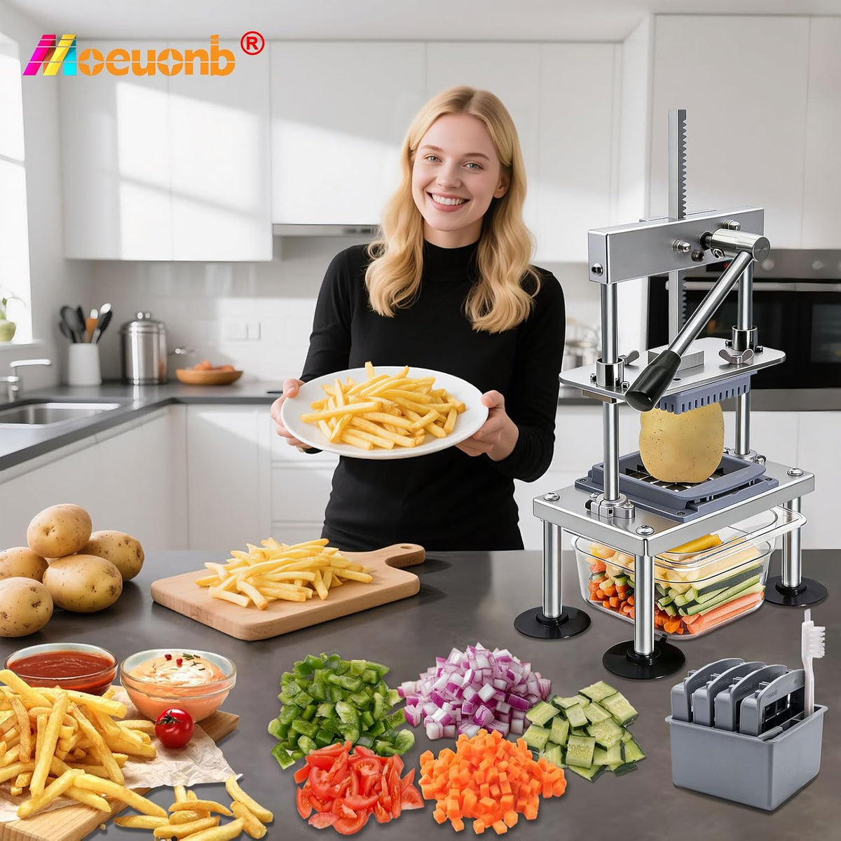 Moeuonb French Fry Cutter for Potatoes Vegetable Chopper for Tomatoes Fruit