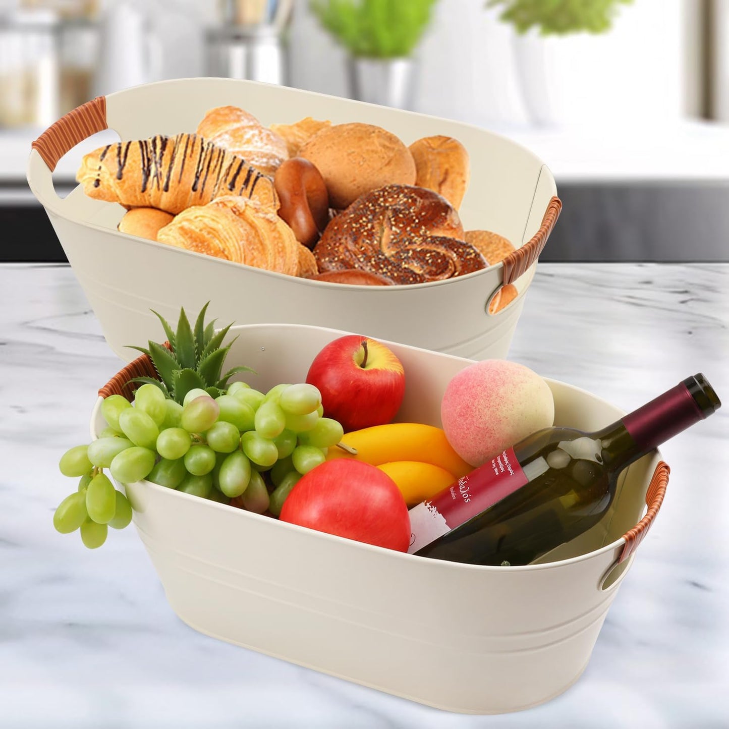 3 PCS 15.3 x 9 x 6 inches Black Metal Galvanized Tub with Handles, 3 Gallon Galvanized Beverage Tubs for Parties, Large Metal Drink Ice Buckets for Beer, Wine, Cocktails & Outdoor Events