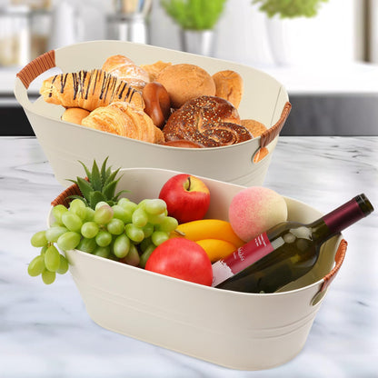 3 PCS 15.3 x 9 x 6 inches Black Metal Galvanized Tub with Handles, 3 Gallon Galvanized Beverage Tubs for Parties, Large Metal Drink Ice Buckets for Beer, Wine, Cocktails & Outdoor Events