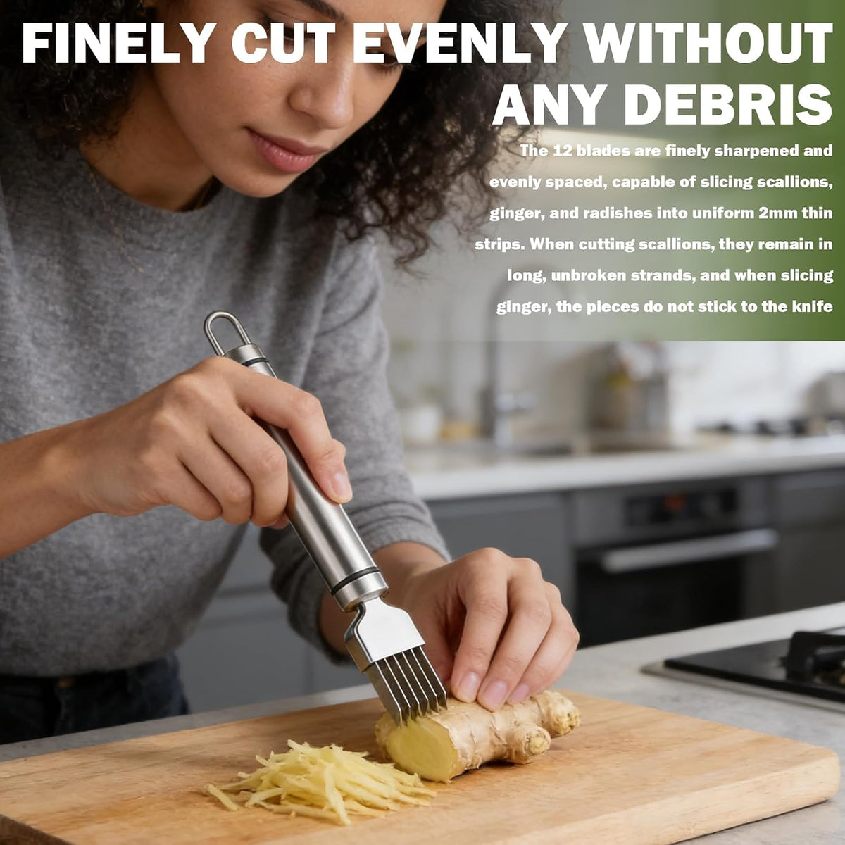 Green Onion Slicer 2 Pack Stainless Steel Multi-Blade Herb Cutter Tool