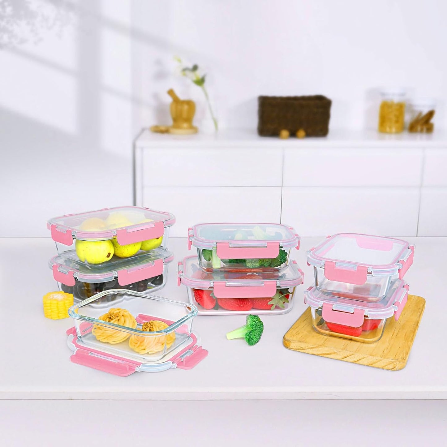 [10-Pack] Glass Meal Prep Containers with Lids, MCIRCO Food Storage Containers with Snap Locking Lids, Airtight Lunch Containers, Microwave, Oven, Freezer and Dishwasher