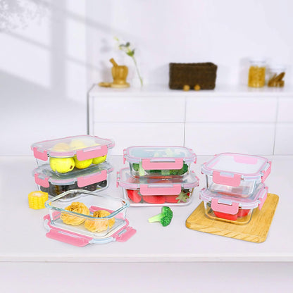 [10-Pack] Glass Meal Prep Containers with Lids, MCIRCO Food Storage Containers with Snap Locking Lids, Airtight Lunch Containers, Microwave, Oven, Freezer and Dishwasher
