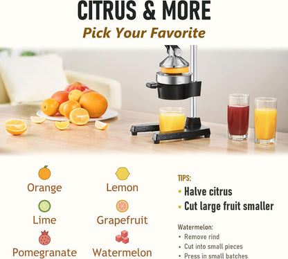 TONGCHANT Cast Iron Manual Juicer for Orange Lemon Citrus Fruit & Lime
