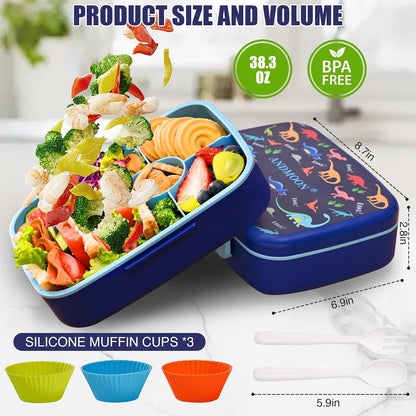 Bento Box for Kids Lunch Box Leak-Proof, Bento Lunch Box with 5 Compartments, Lunch Containers with 3 Silicone Baking Cups, Microwave/Dishwasher Safe (43OZ) (Pink with snack cup)