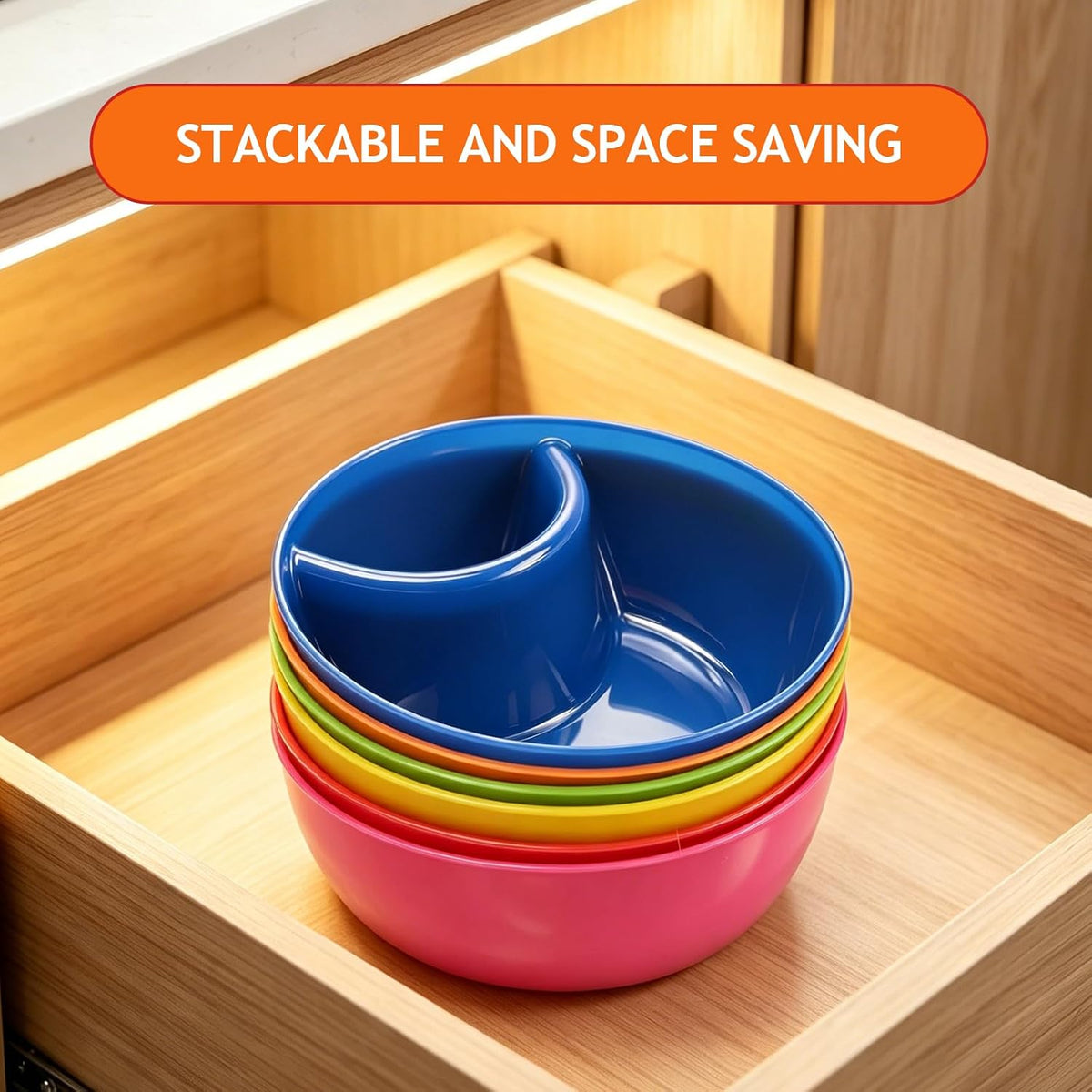 4 Pcs Split Party Platter Chips and Dip Serving Dish (5.9"x5.9") Serving Trays for Entertaining with Sauce Holder for Salad Dumpling (White)