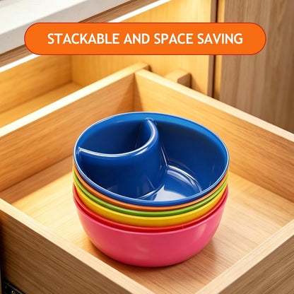 4 Pcs Split Party Platter Chips and Dip Serving Dish (5.9"x5.9") Serving Trays for Entertaining with Sauce Holder for Salad Dumpling (White)