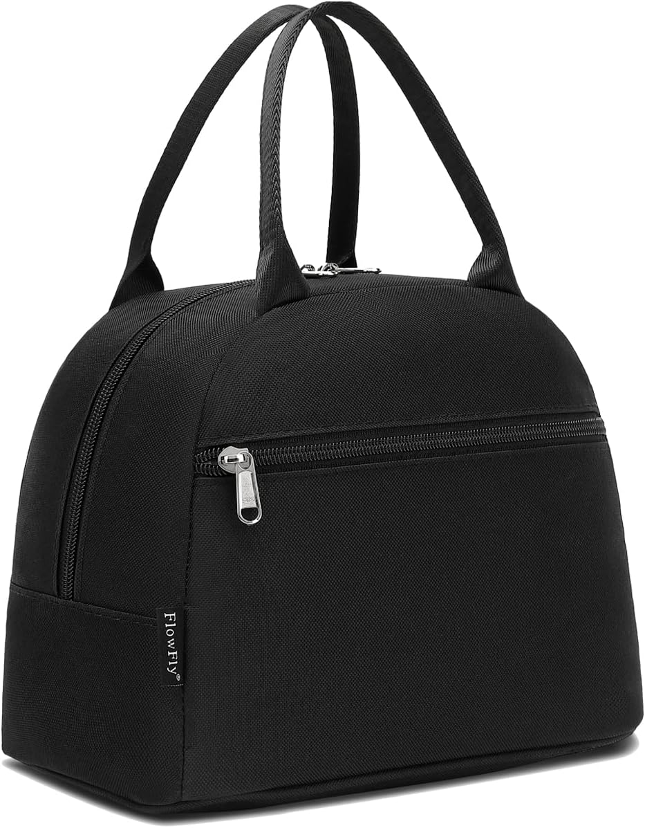 FlowFly Insulated Lunch Cooler Bag - Tote Bag Organizer for Women/Men, Black - Colors B