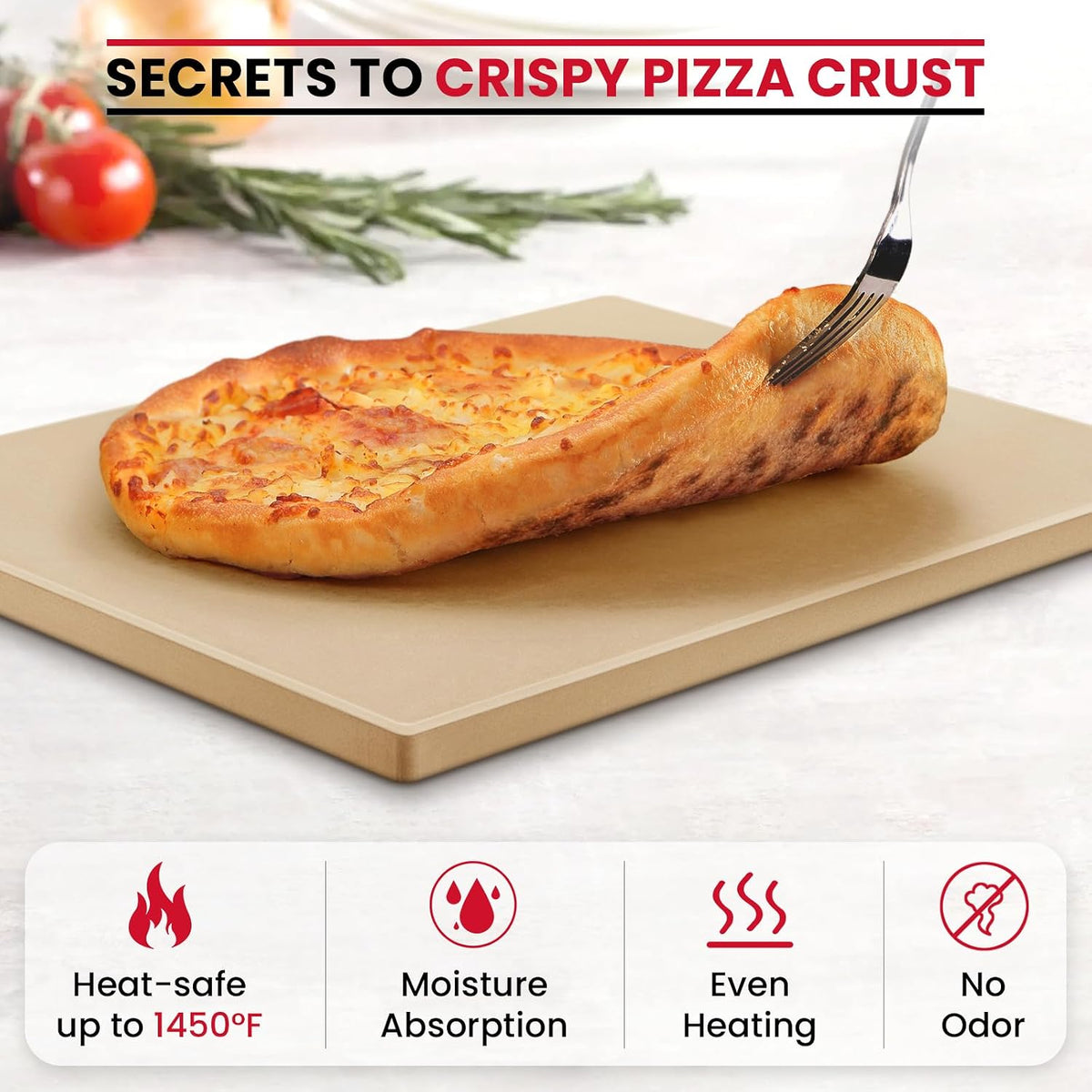 Unicook Pizza Stone for Oven Grill, 12" x 11" Rectangular Cordierite Stone
