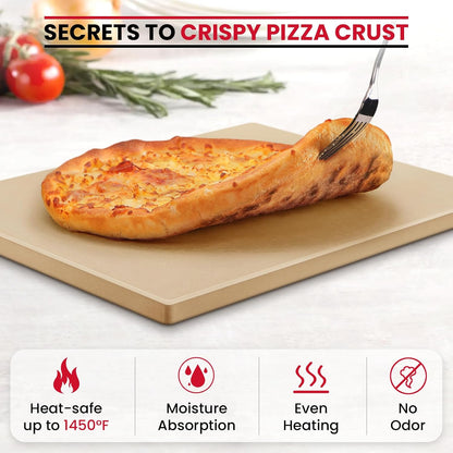 Unicook Pizza Stone for Oven Grill, 12" x 11" Rectangular Cordierite Stone