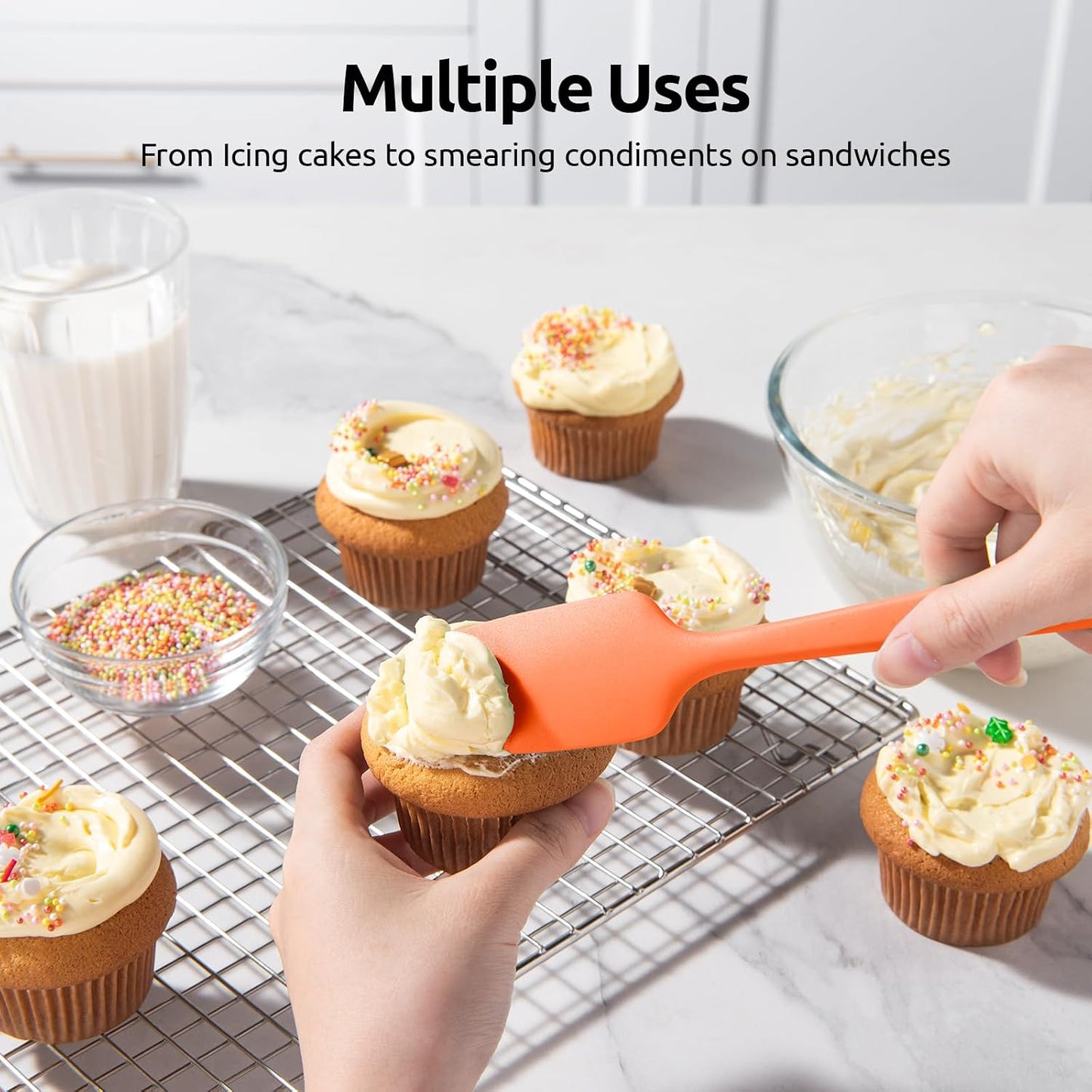 U-Taste Silicone Spatula Set with 600 Degrees Fahrenheit Heat Resistant (Black)