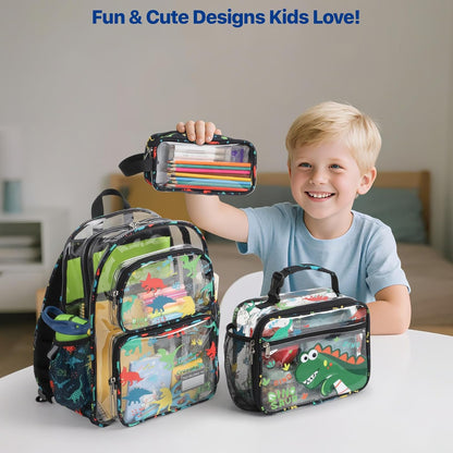 Bagseri Kids Lunch Bag Boys - Thermal Insulated Lunch Box Tote with Water Bottle Holder, Reusable Leak-Proof Kids Lunch Box for Daycare & School, Black Dinosaur (Containers Not Included)