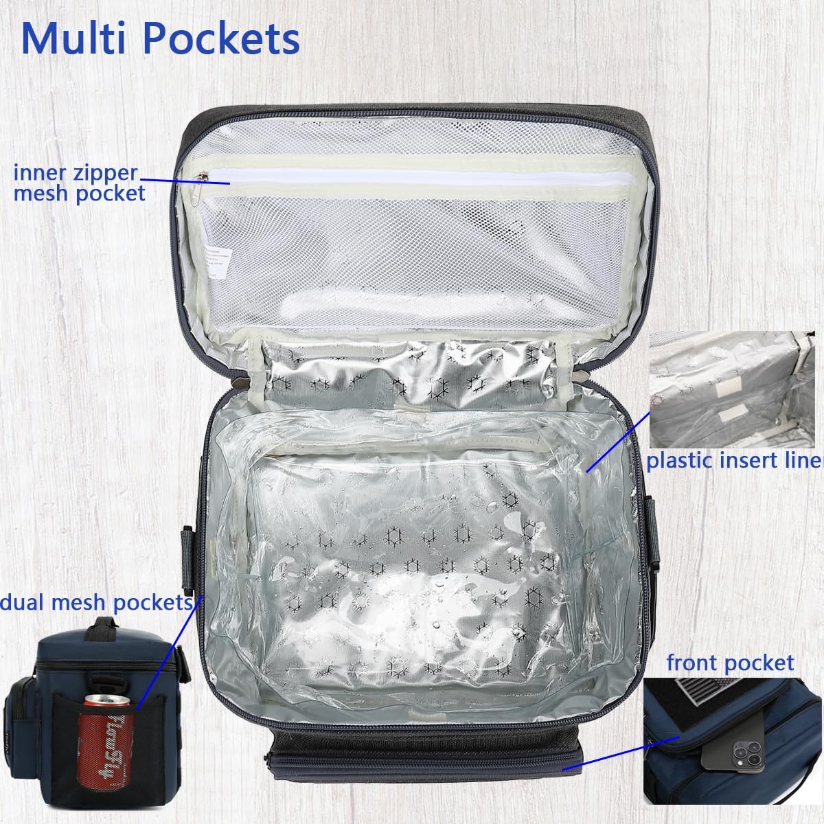 FlowFly Lunch Bag, Insulated Cooler, Thermal Lunch Box Tote with MOLLE/PALS Webbing, Adjustable Padded Shoulder Strap, for Tactical Men Women Adults and Boys Girls Kids (Cyan, Medium)