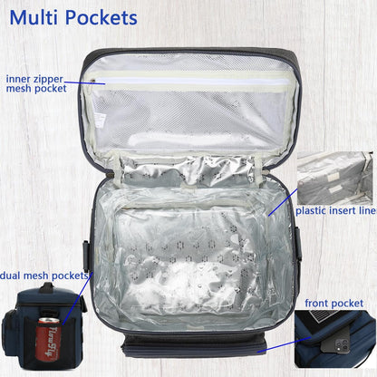 FlowFly Lunch Bag, Insulated Cooler, Thermal Lunch Box Tote with MOLLE/PALS Webbing, Adjustable Padded Shoulder Strap, for Tactical Men Women Adults and Boys Girls Kids (Cyan, Medium)