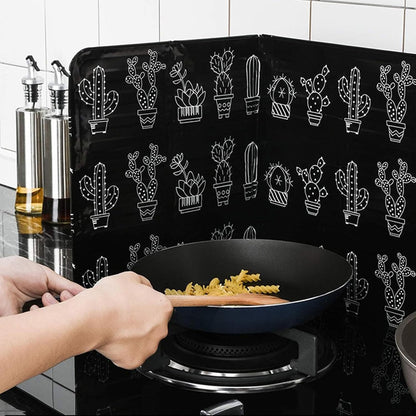 Tissting 33.1x12.8in (84x32.5cm) Foldable Splatter Guard - 3-Sided Aluminum Splash Board for Stove Top, Kitchen Oil Barrier, Grease Protection, Easy Clean & Storage