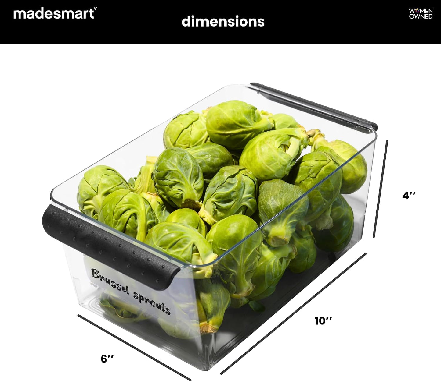 madesmart Fridge Portable Tote, Condiment Caddy with 2 Compartments, Pop-Up Handle & Non-Slip Base, Refrigerator Organizer for Sauces, Jars & Small Items, Clear