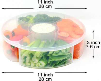 Youngever Plastic Food Platter, 5 Compartment Food Serving Container, Candy and Nut Serving Container, Appetizer Serving Tray with Lid